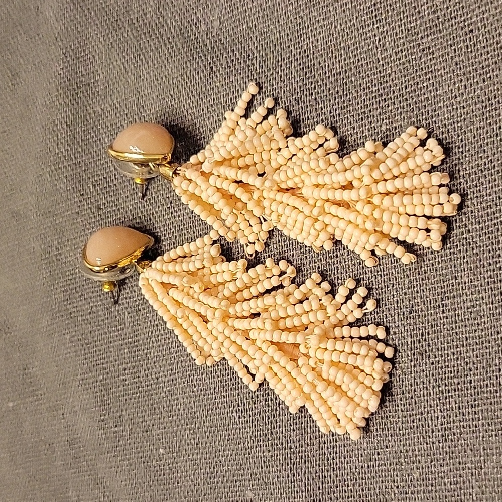 Stella & Dot Riva Tassel Earrings Stud to Statement Convertible Blush